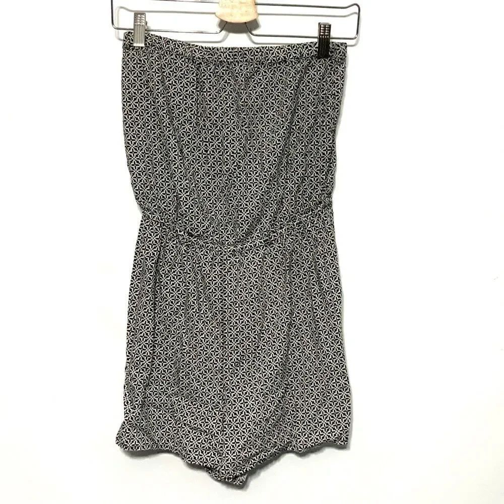 Divided strapless romper black white sz 12